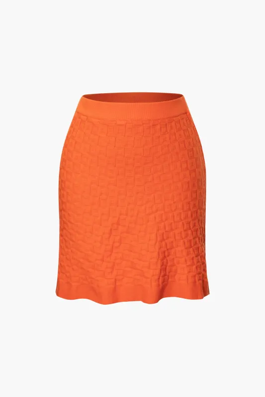 Solid Texture Print Skirt sold by Micas