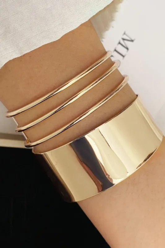 Alloy Multi-Layer Open Bracelet sold by Micas