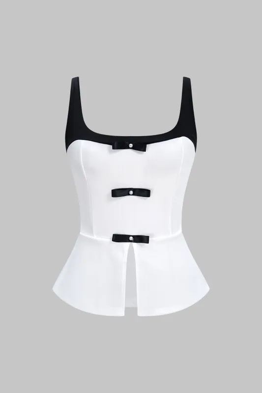 Color-Blocked U-Neck Sleeveless Cami Top sold by Micas