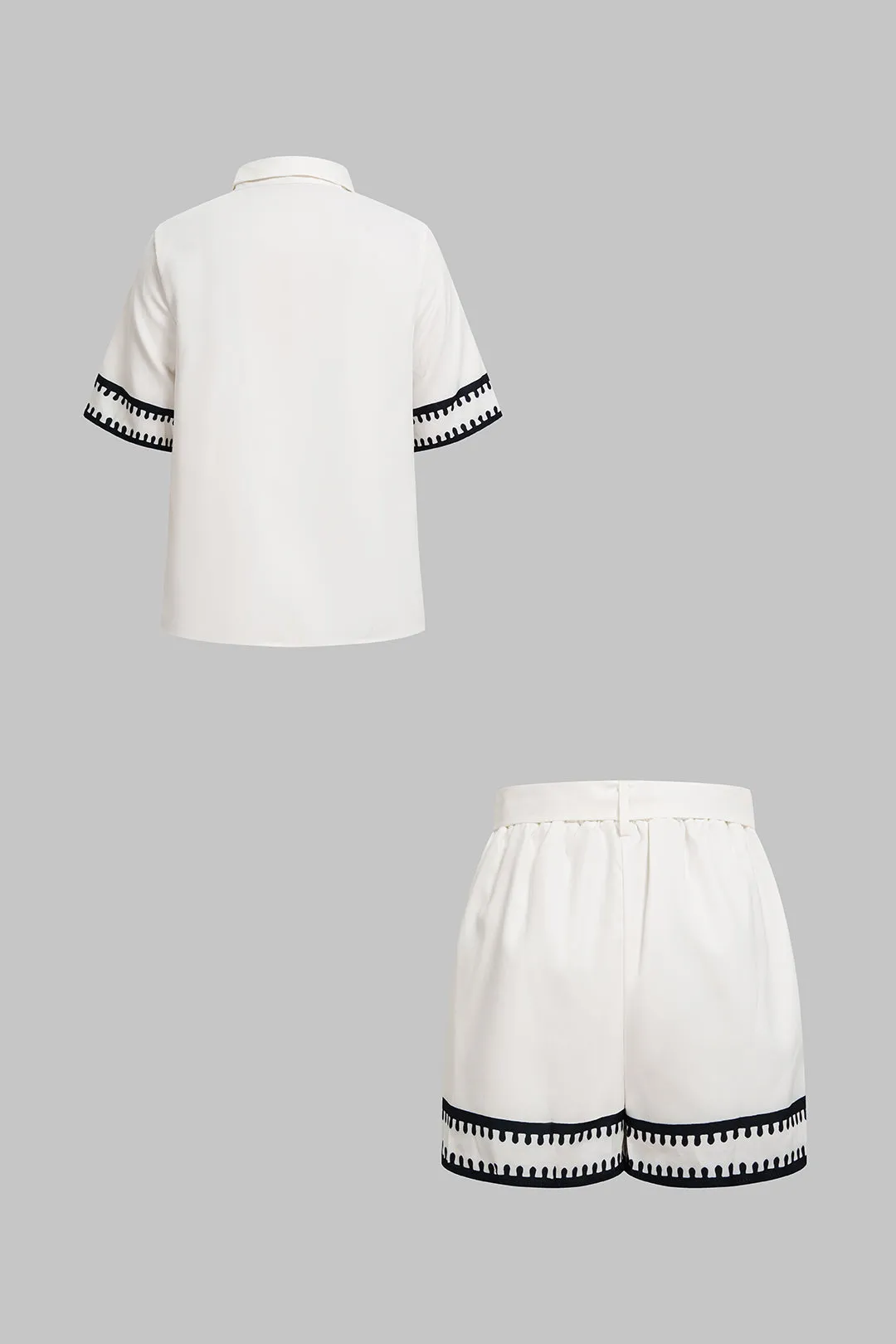 Contrast Print Button Short Sleeve Shirt And Belted Shorts Set sold by Micas product image thumbnail 2