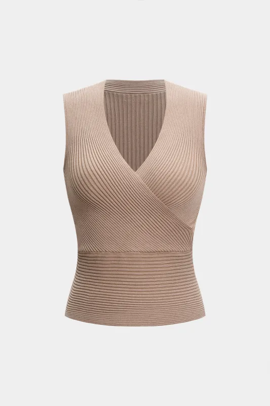 Knit Solid V-Neck Tank Top sold by Micas