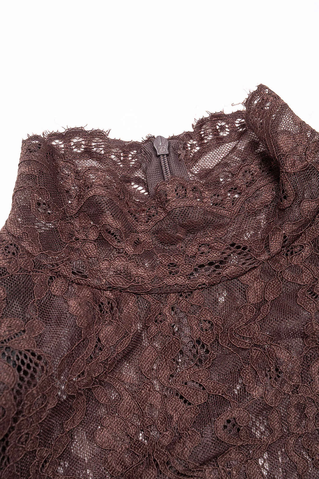 Sheer Lace Mock Neck Ruched Short Sleeve Mini Dress sold by Micas product image thumbnail 3