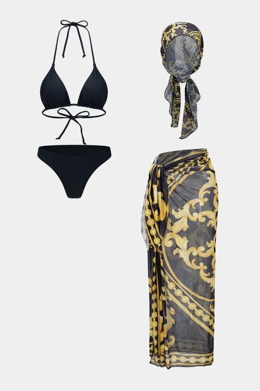 Artistic Print Tie-Up Bikini Set sold by Micas