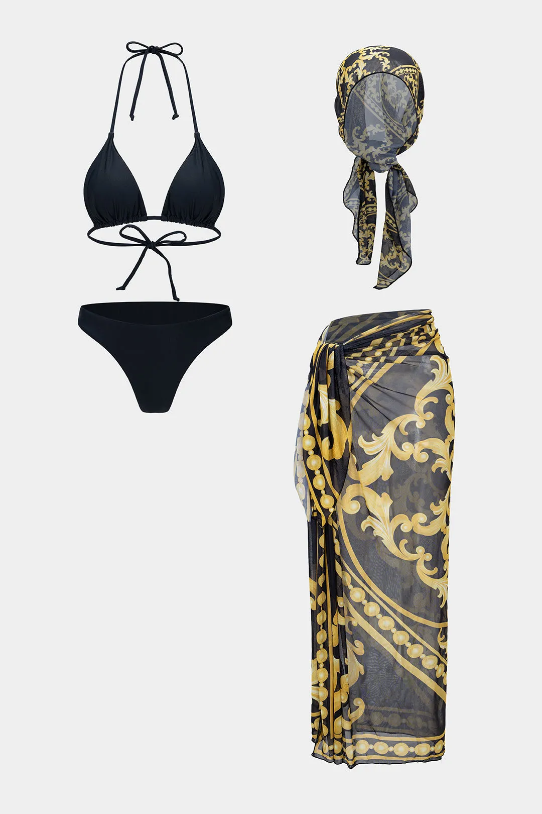 Artistic Print Tie-Up Bikini Set sold by Micas