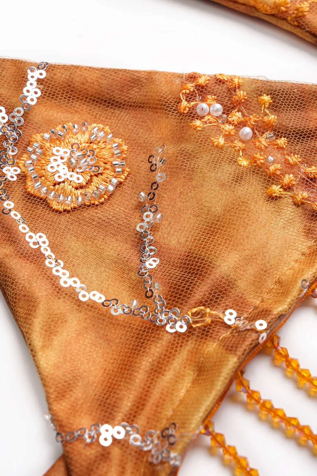 3D Flower Sequin Mesh Halter Tie-Up Fringe Bikini Set sold by Micas product image thumbnail 4