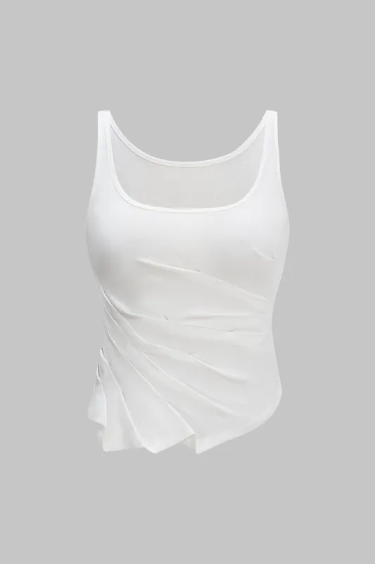 U-Neck Asymmetrical Ruched Tank Top sold by Micas