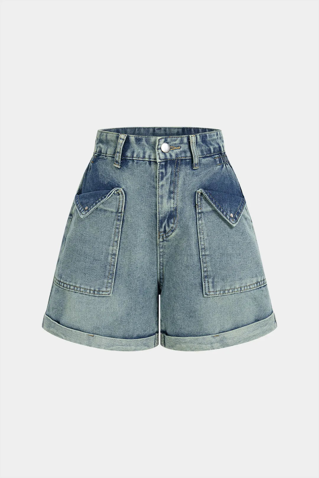 Denim Pocket High Waist Shorts sold by Micas