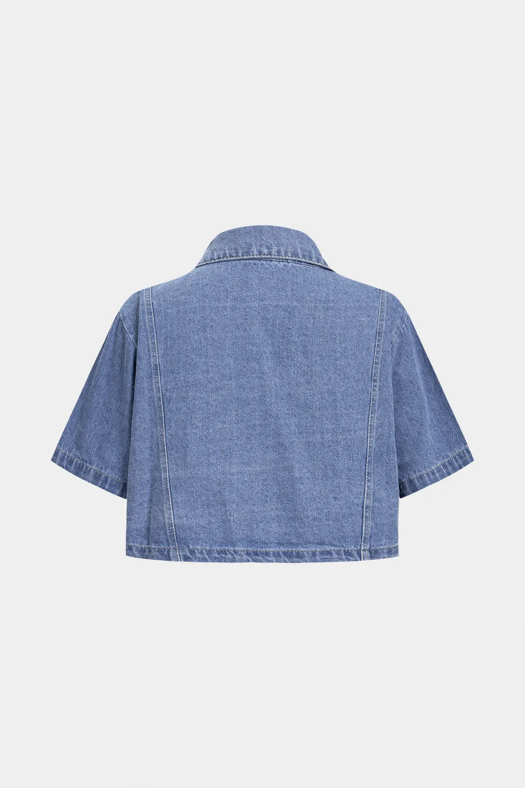 Denim Lapel Button Cropped Top sold by Micas product image thumbnail 2