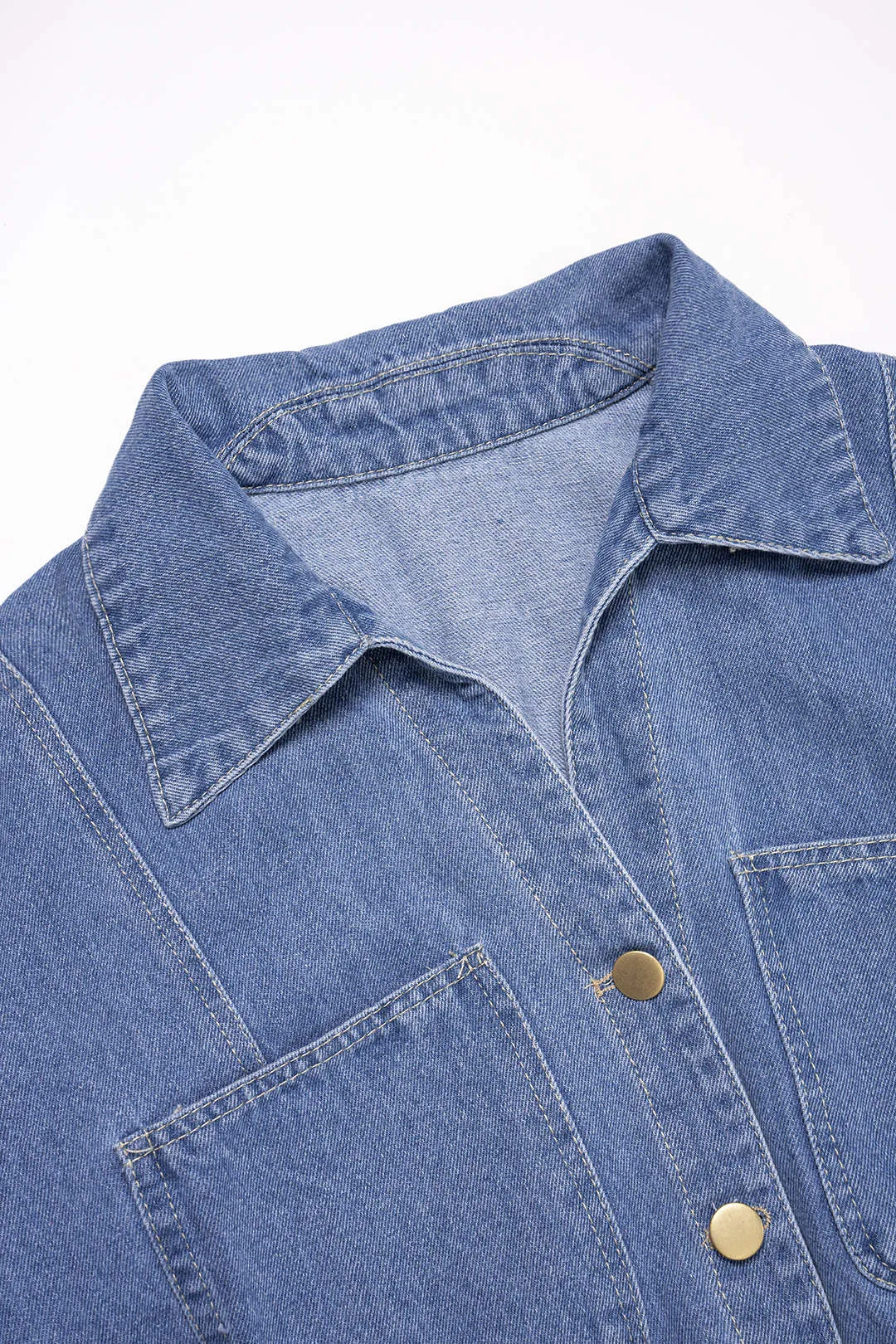 Denim Lapel Button Cropped Top sold by Micas product image thumbnail 3