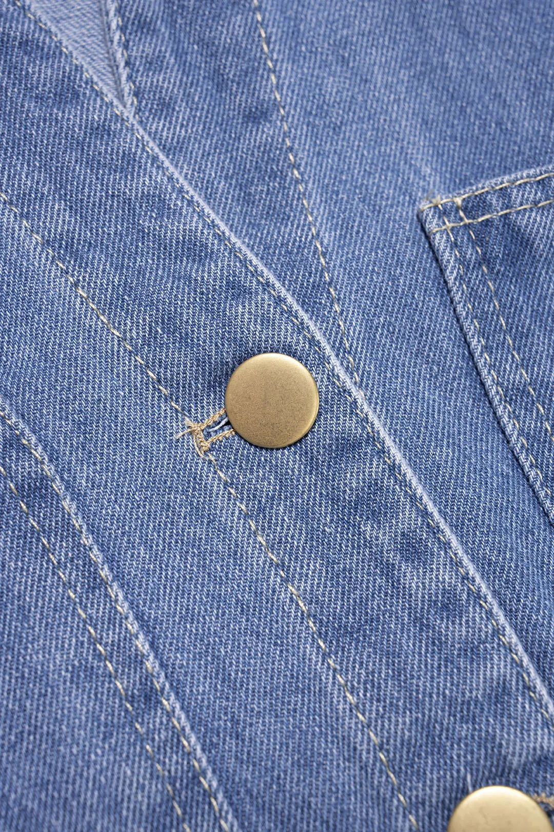 Denim Lapel Button Cropped Top sold by Micas product image thumbnail 4