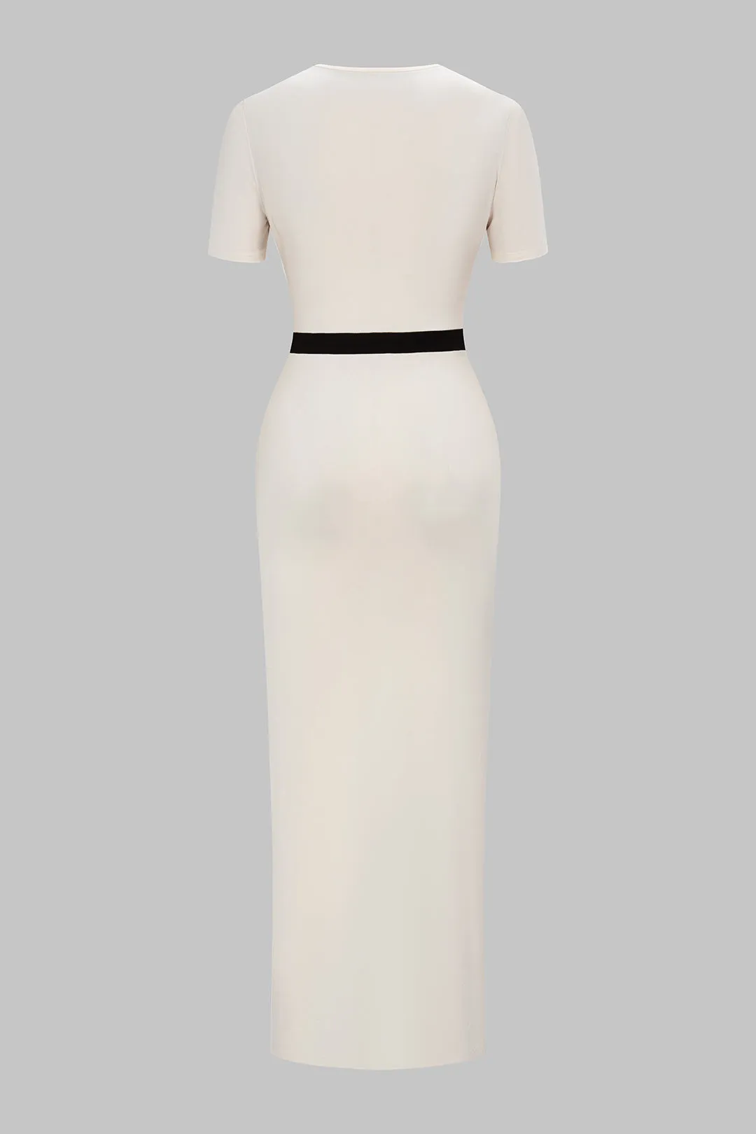 Contrast Binding Asymmetrical Slit Short Sleeve Maxi Dress sold by Micas product image thumbnail 2