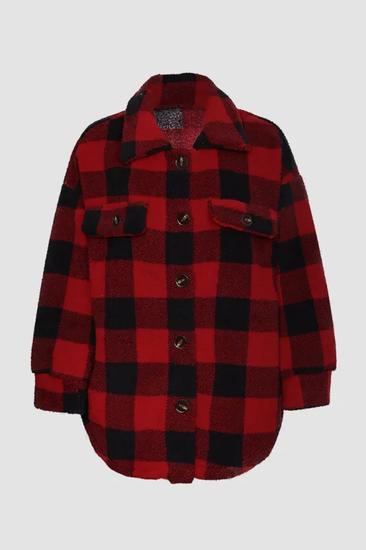 Plaid Flannel Buttoned Shirt Jacket sold by Micas