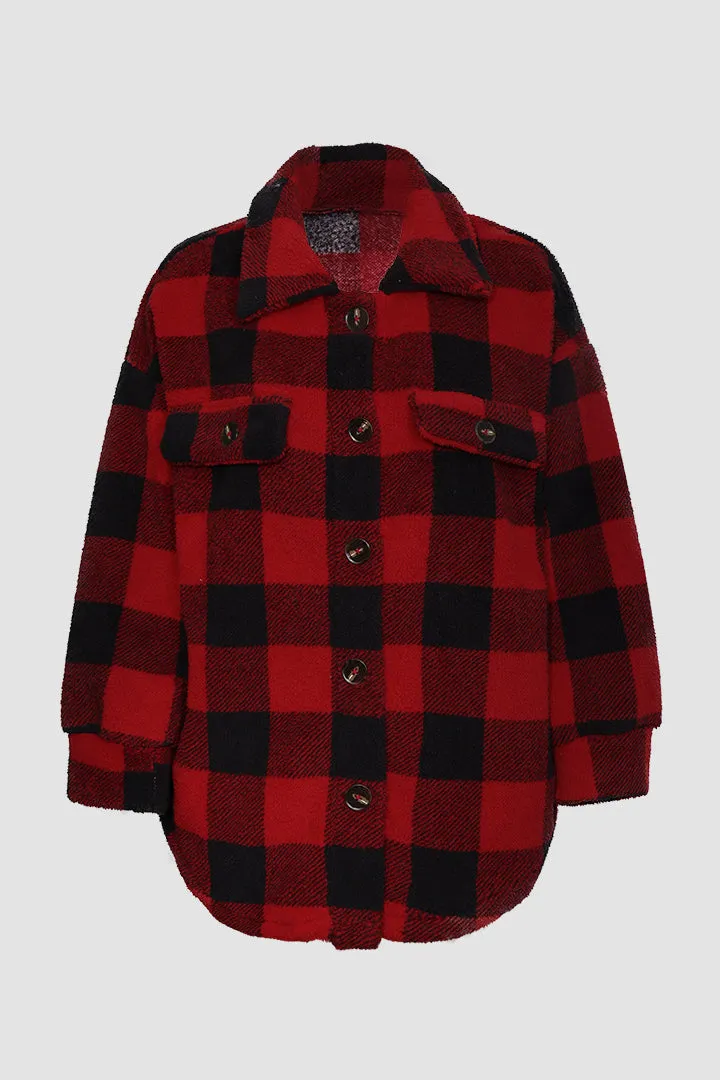 Plaid Flannel Buttoned Shirt Jacket sold by Micas