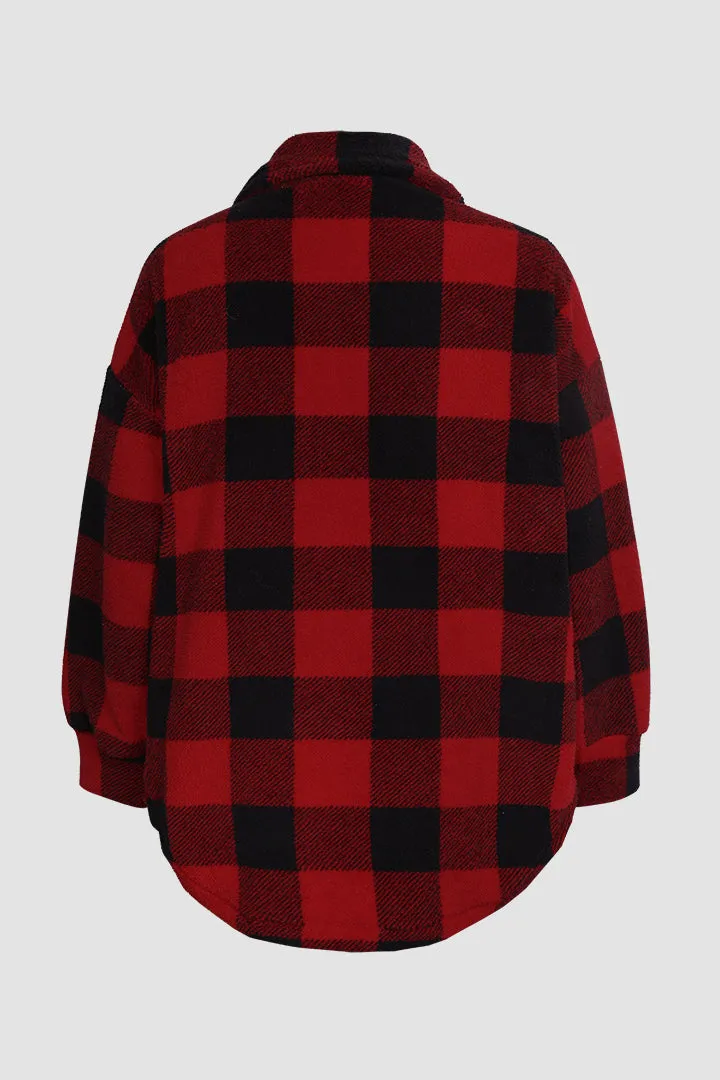 Plaid Flannel Buttoned Shirt Jacket sold by Micas product image thumbnail 5