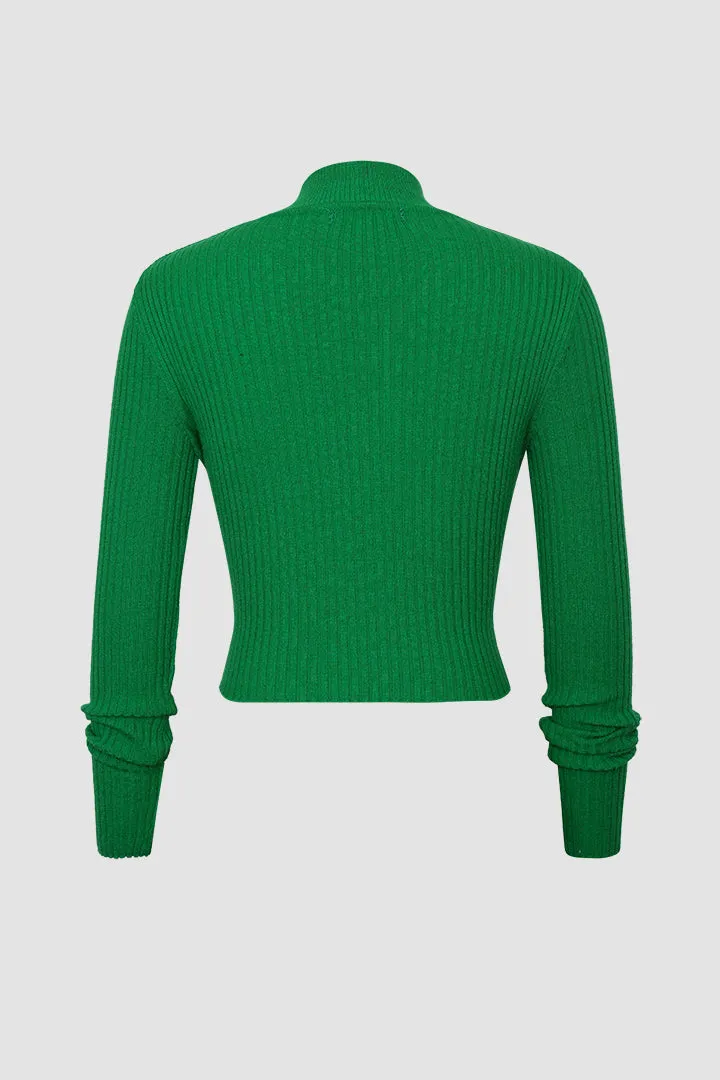 High Neck Wrap Knitted Long Sleeve Top sold by Micas product image thumbnail 4