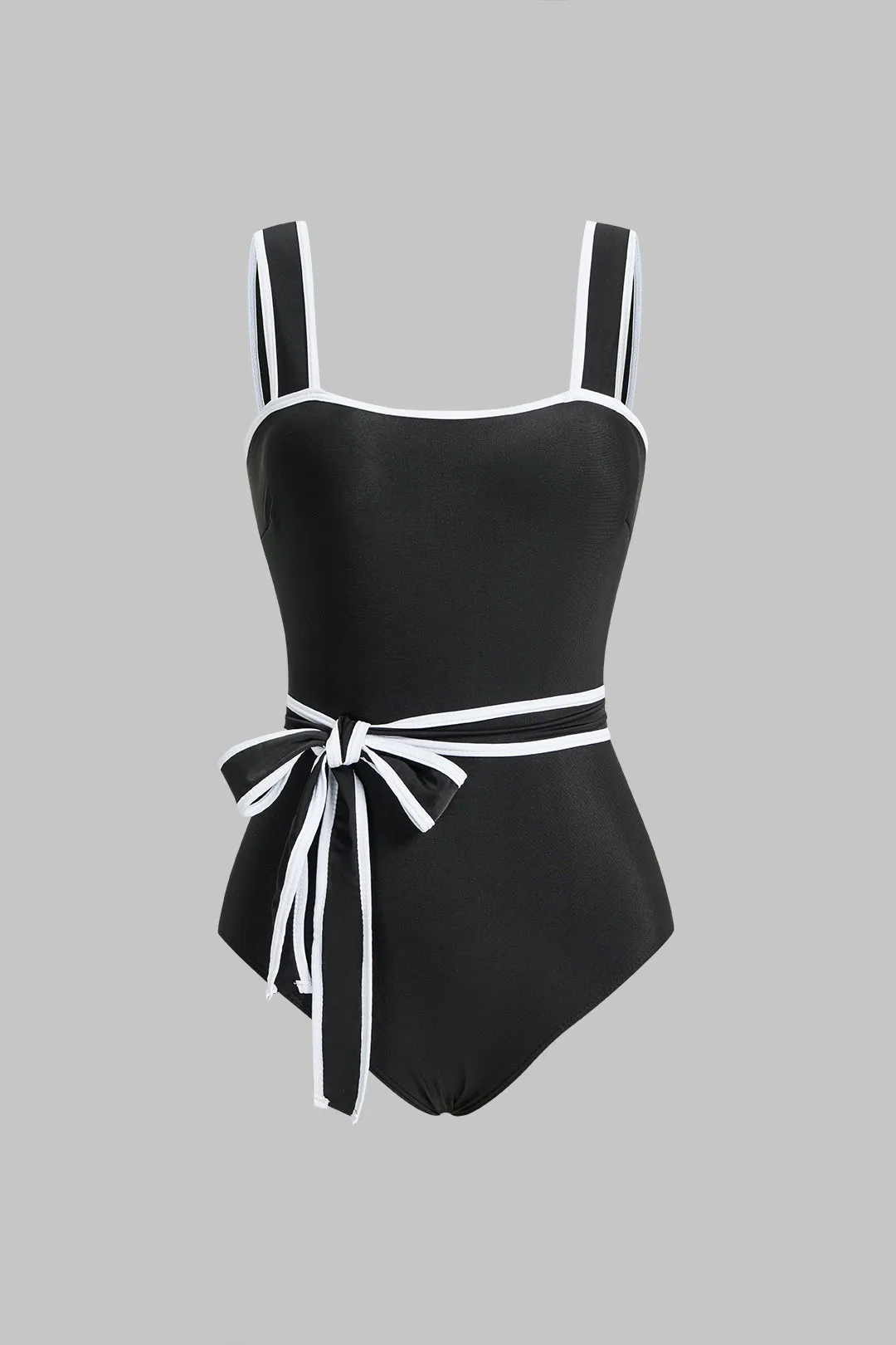 Contrast Binding Tie Front Swimsuit sold by Micas