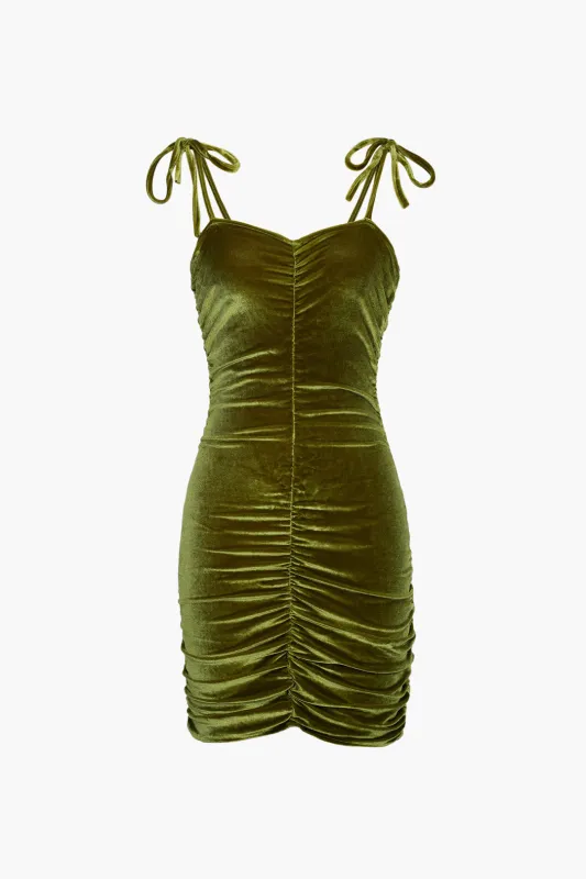 Velvet Ruched Tie Strap Mini Dress sold by Micas