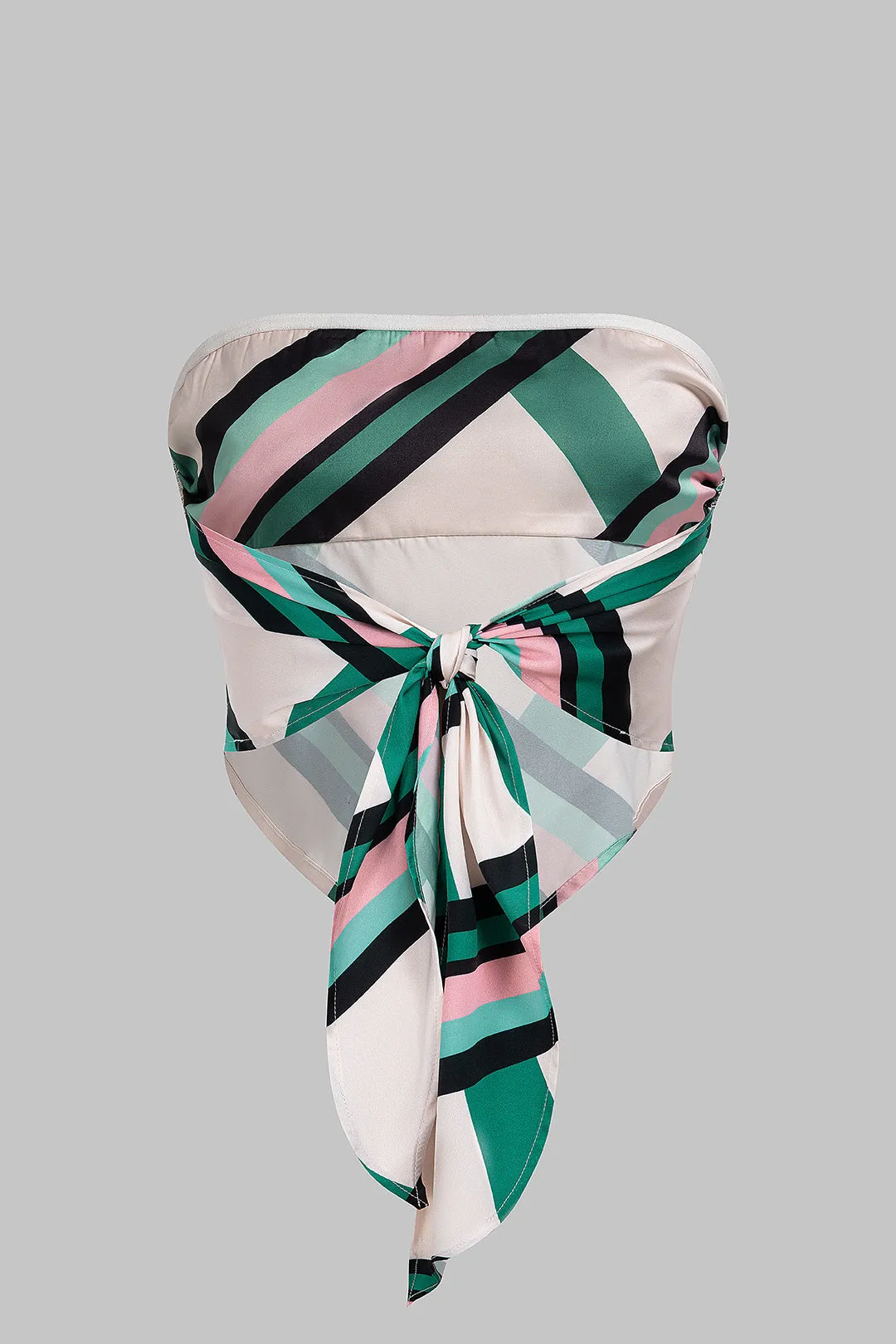 Stripes Print Satin Tie Back Tube Top sold by Micas product image thumbnail 2