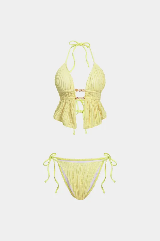 Halter Neck Tie-Up Bikini Set sold by Micas