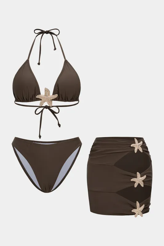Metallic Cut Out Tie Back Bikini Set sold by Micas