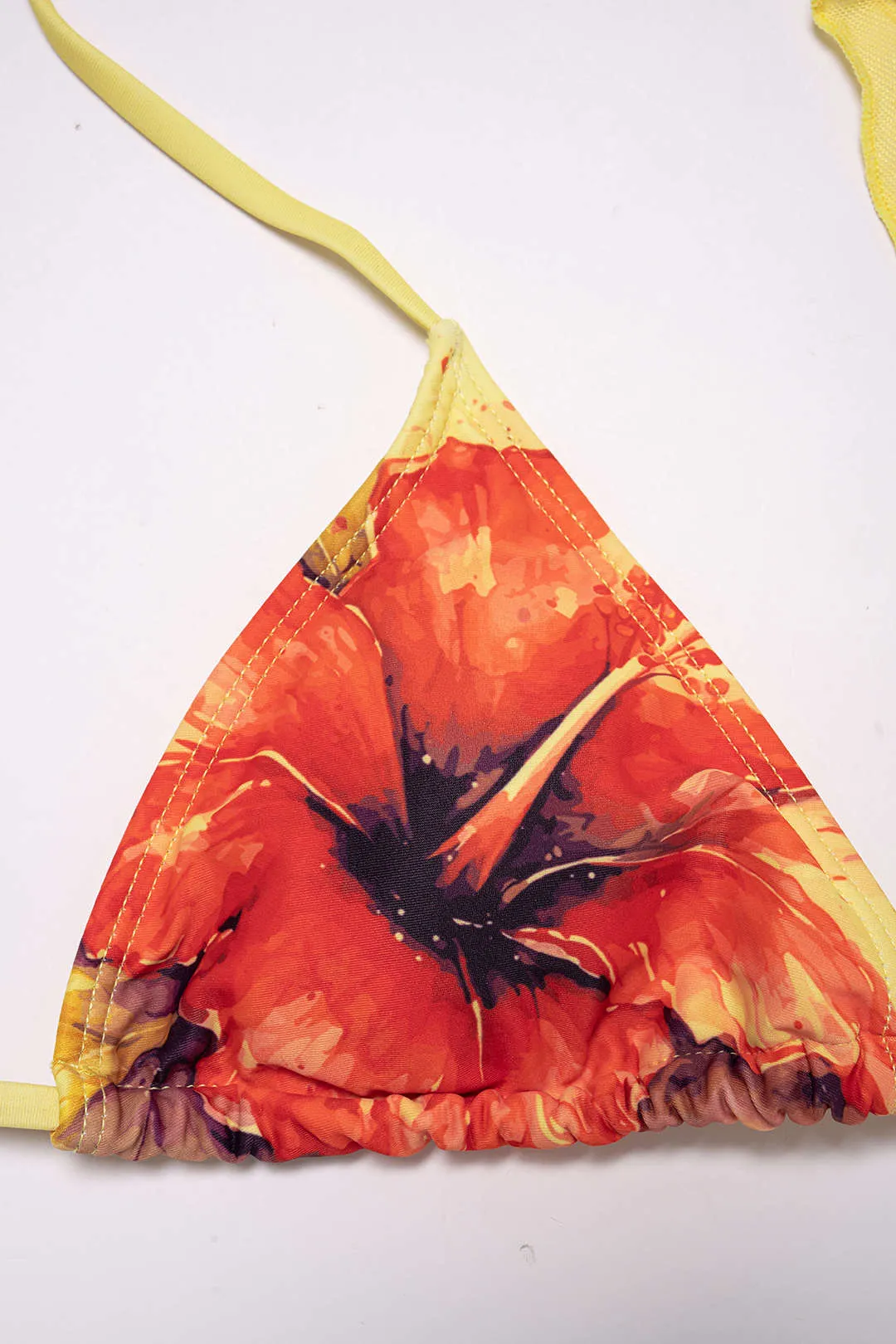Floral Print Mesh Patchwork Halter Tie-Up Bikini Set sold by Micas product image thumbnail 5