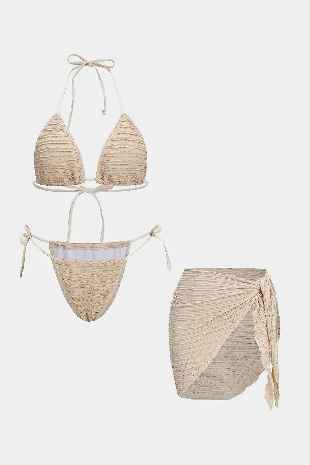 Textured Halter Tie-Up Bikini Set sold by Micas