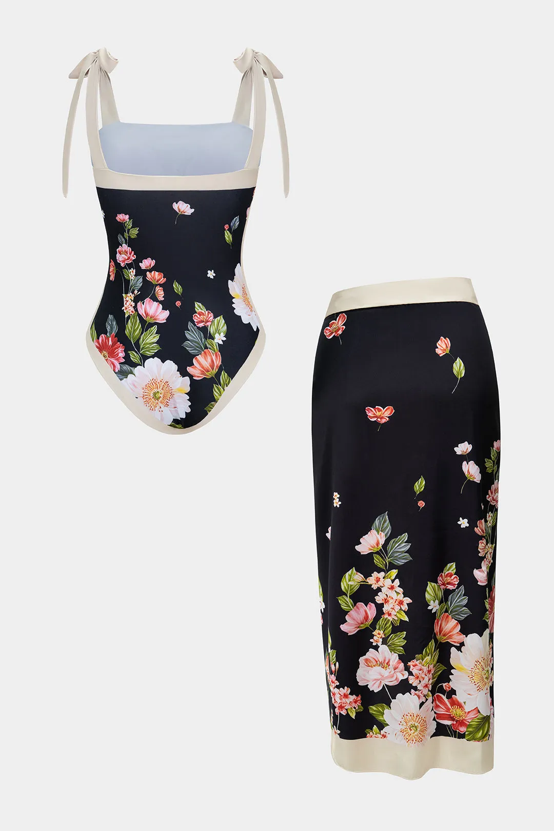 Contrast Floral Print Tie-Up Bikini Set sold by Micas product image thumbnail 2