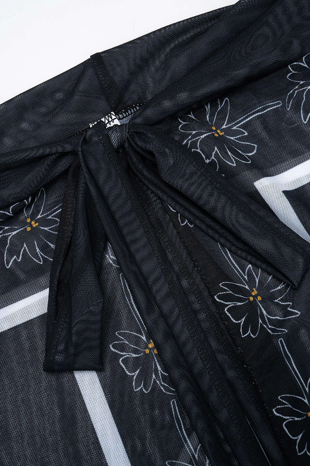 Floral Print Chiffon Patchwork One Shoulder Tie-Up Bikini Set sold by Micas product image thumbnail 4