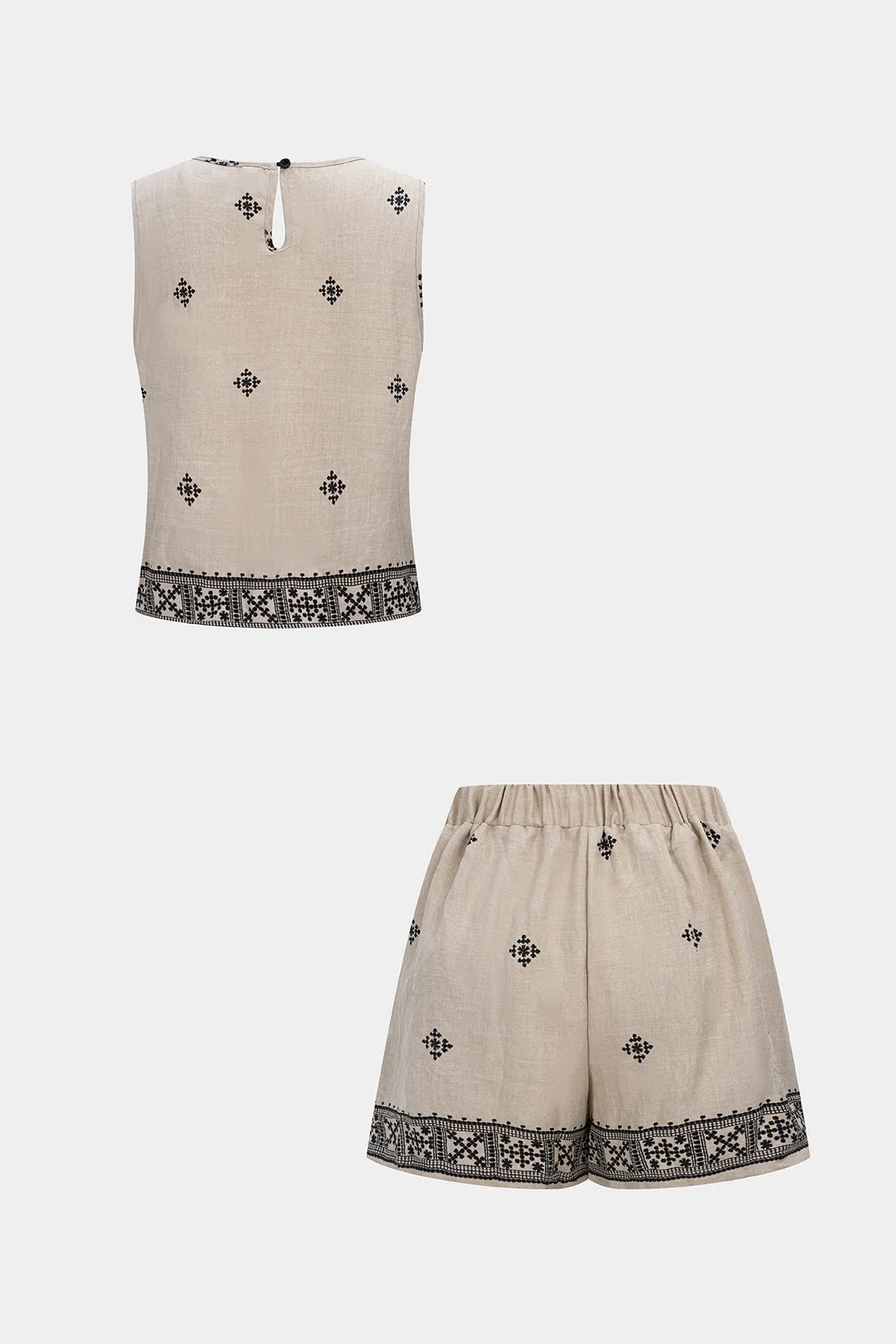 Contrast Print Round Neck Tank Top And High Waist Shorts Set sold by Micas product image thumbnail 2