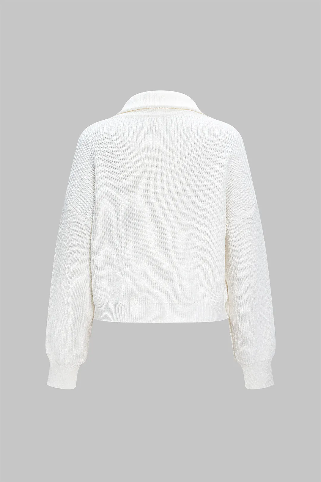 Knit Lapel Zipper Long Sleeve Top sold by Micas product image thumbnail 2
