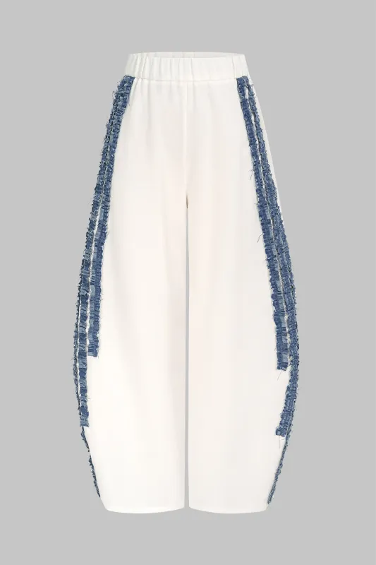 Patchwork Denim High Waist Wide Leg Pants sold by Micas