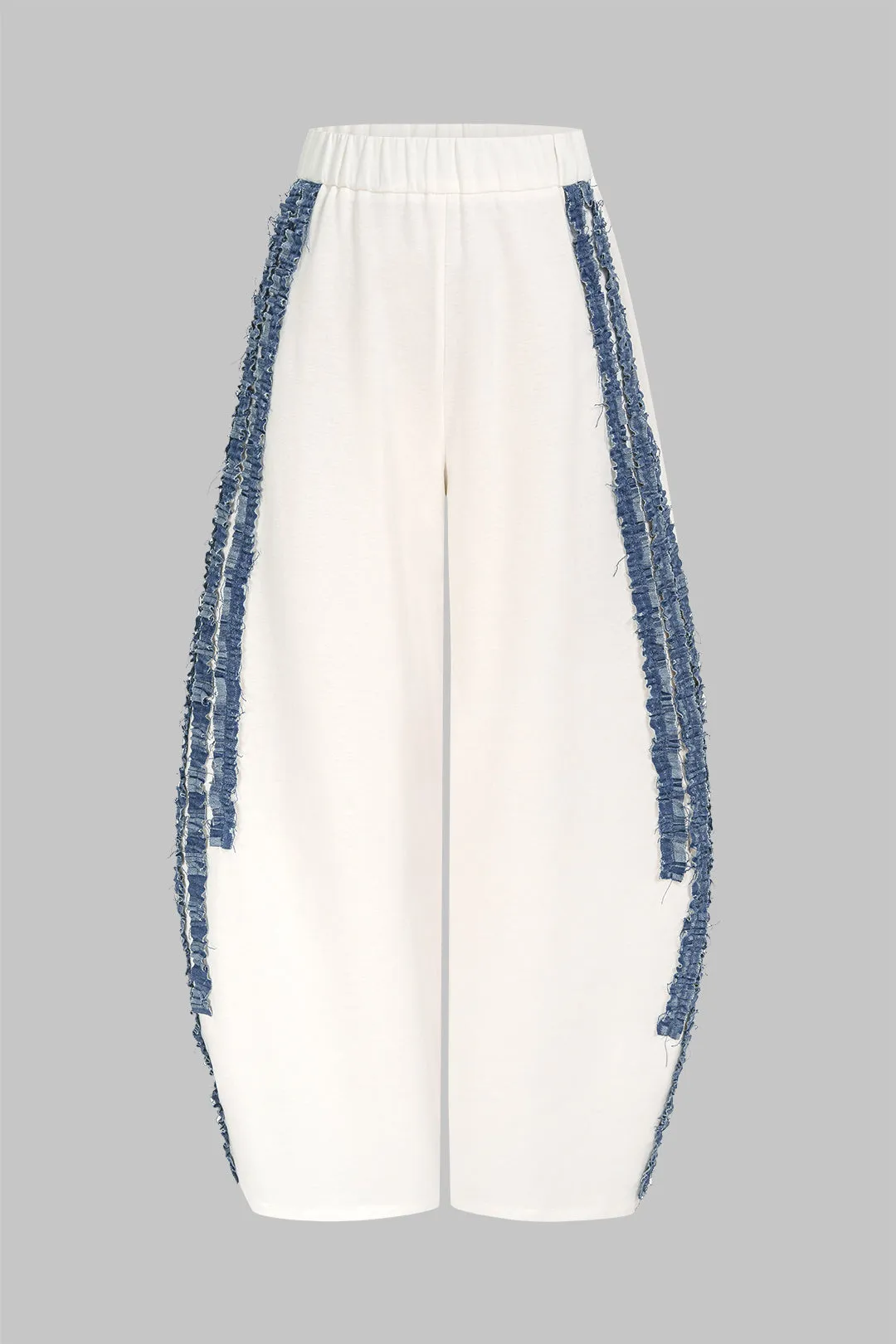 Patchwork Denim High Waist Wide Leg Pants sold by Micas