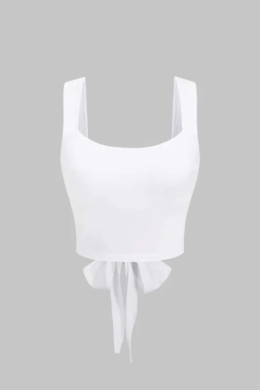 Square Neck Backless Tie Back Cami Top made by Micas