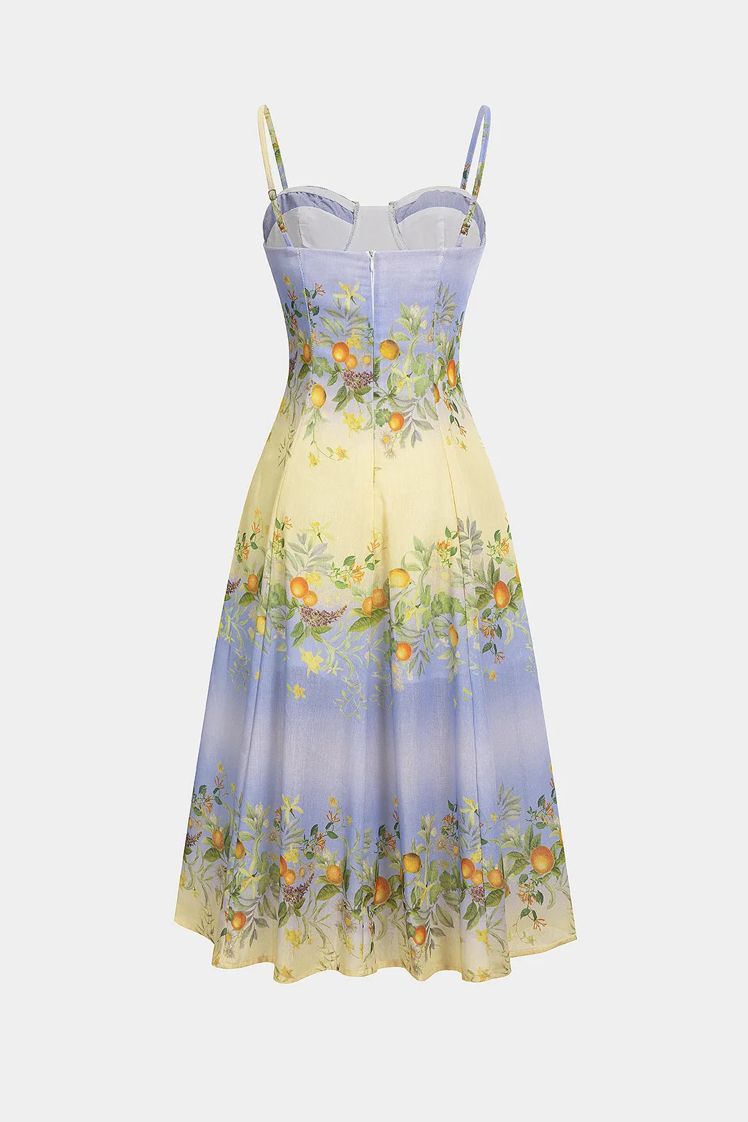 Leaves Print Bustier Zipper Sleeveless Midi Dress sold by Micas product image thumbnail 2