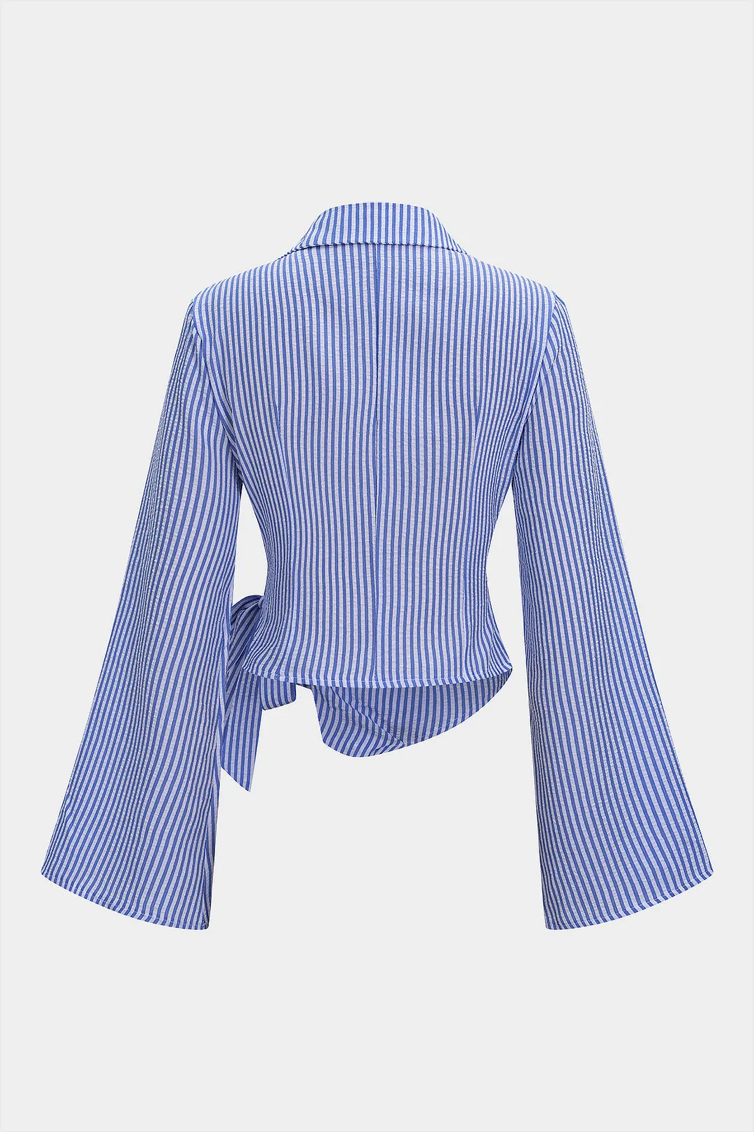 Stripes Print V-Neck Tie-Up Long-Sleeve Shirt sold by Micas product image thumbnail 2