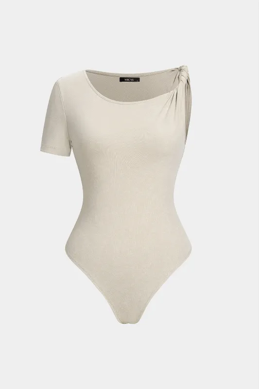 Solid Twist Knot Short Sleeve Bodysuit sold by Micas