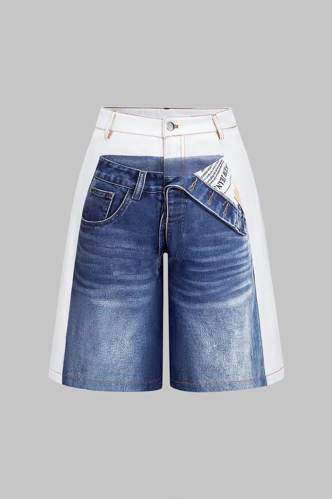 Denim Print High Waist Wide Leg Shorts sold by Micas