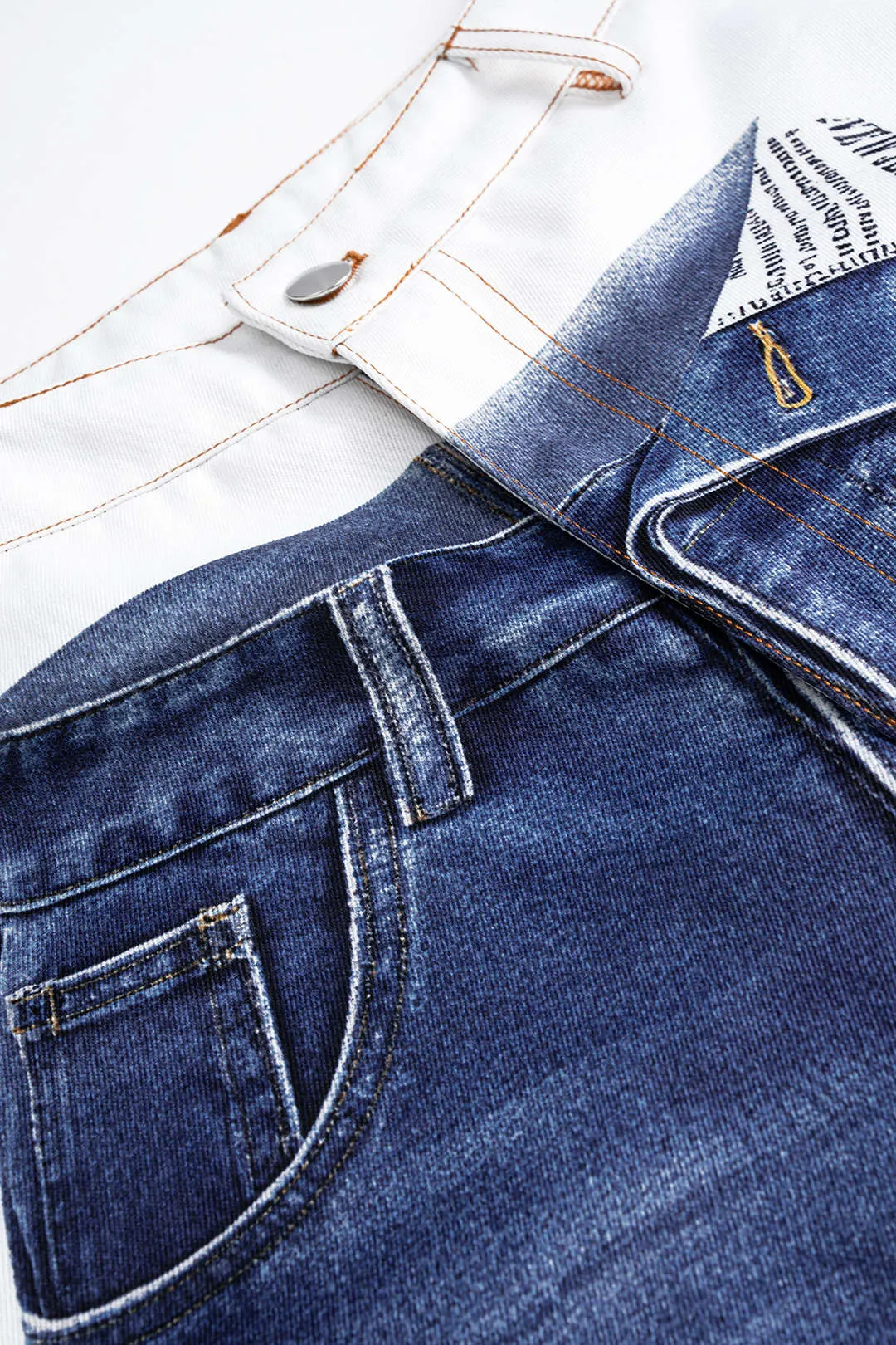 Denim Print High Waist Wide Leg Shorts sold by Micas product image thumbnail 3