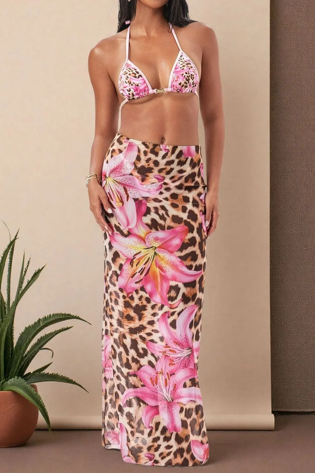 Leopard Print Halter Tie-Up Bikini Set sold by Micas product image thumbnail 3