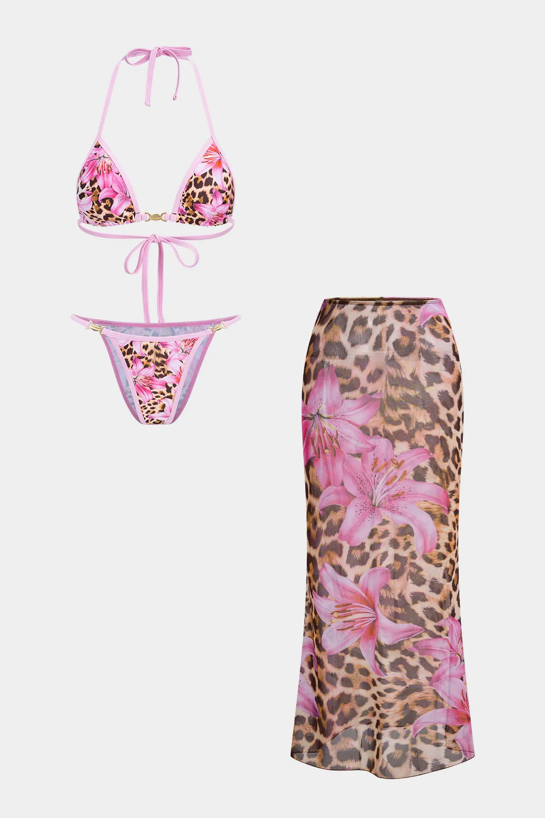 Leopard Print Halter Tie-Up Bikini Set sold by Micas