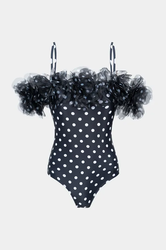 Polka Dots Print Sleeveless Swimsuit sold by Micas