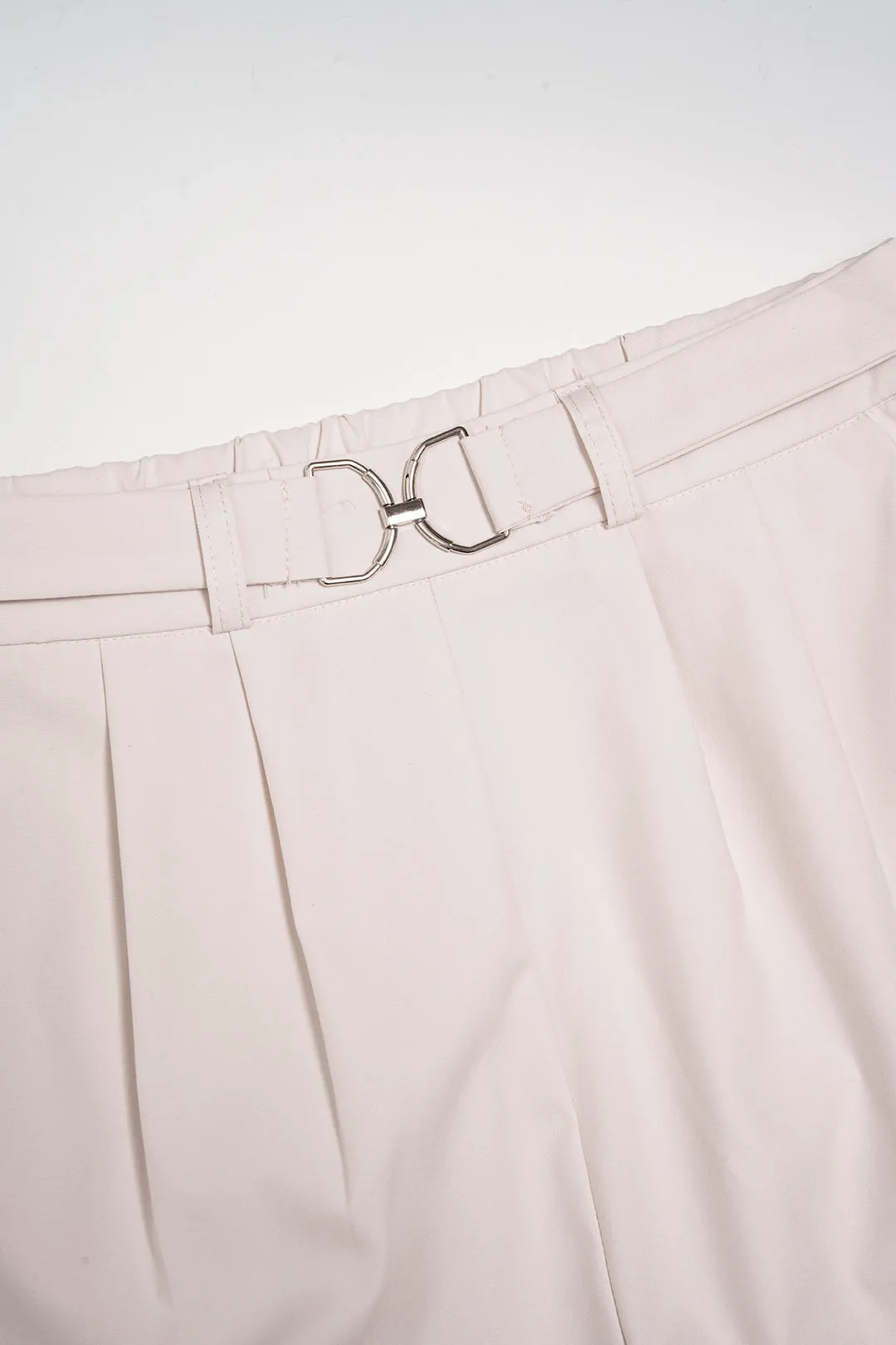 Solid Pleated Buckle High Waist Shorts sold by Micas product image thumbnail 3