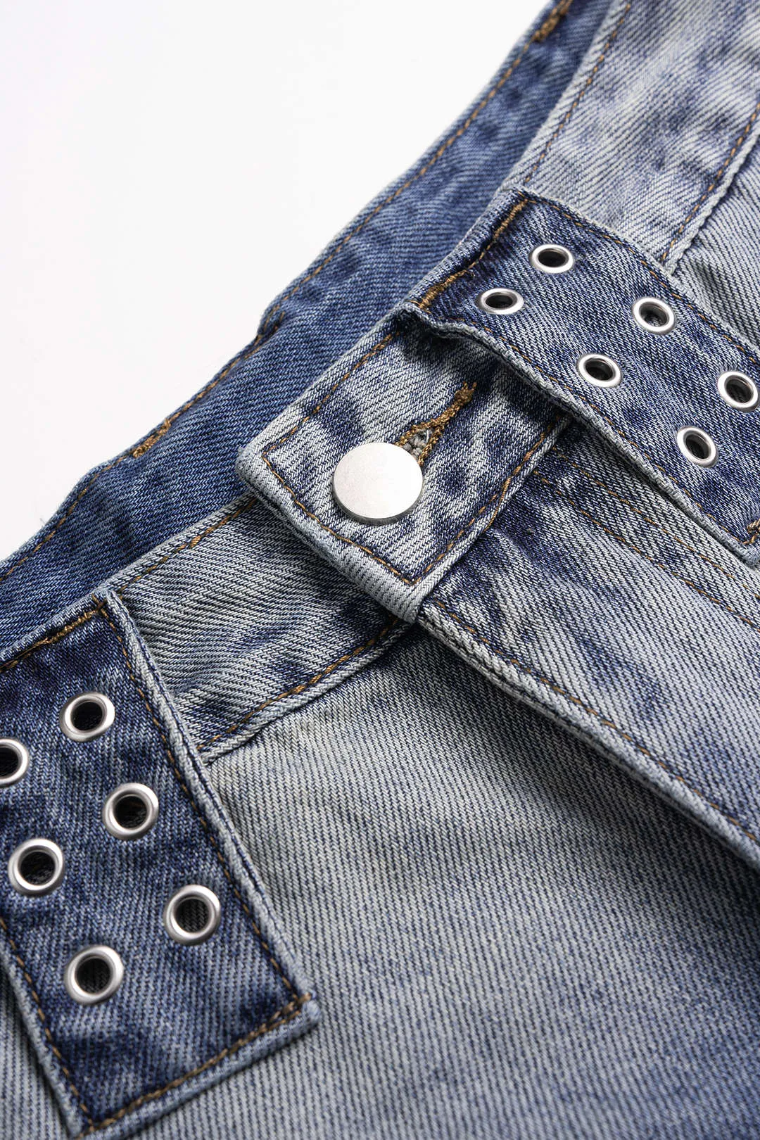 Denim Eyelet Wide Leg Jeans sold by Micas product image thumbnail 3