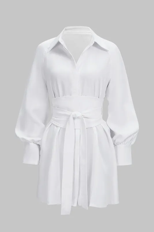 Lapel Tie-Up Long Sleeve Mini Dress sold by Micas