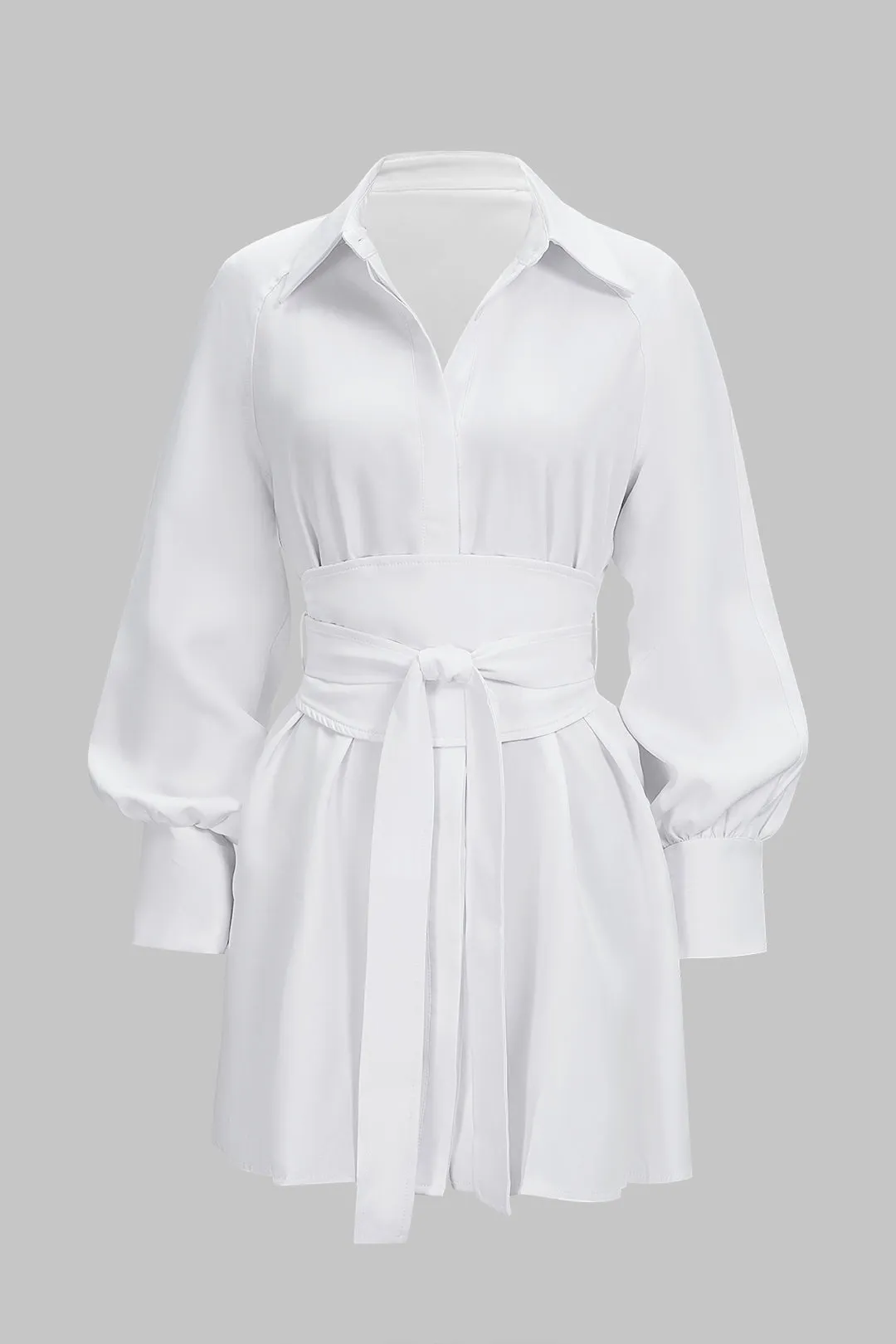 Lapel Tie-Up Long Sleeve Mini Dress sold by Micas