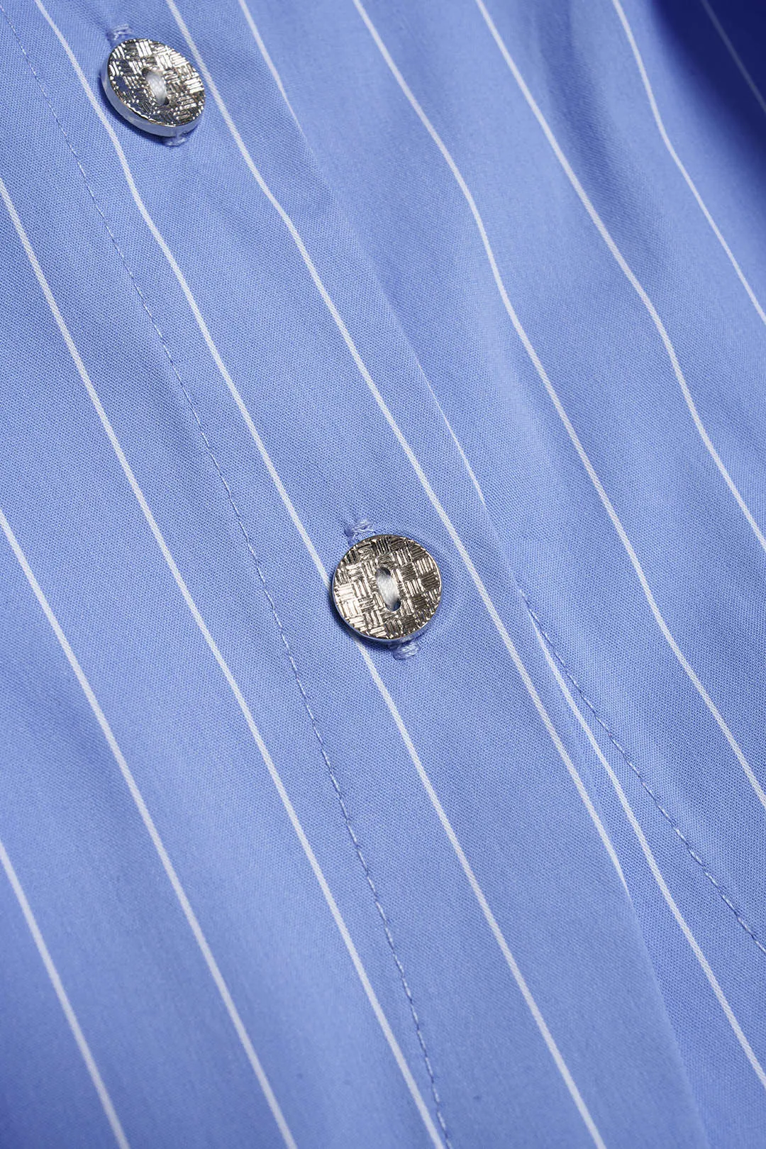 Striped V-Neck Ruched Button Long-Sleeve Top sold by Micas product image thumbnail 4