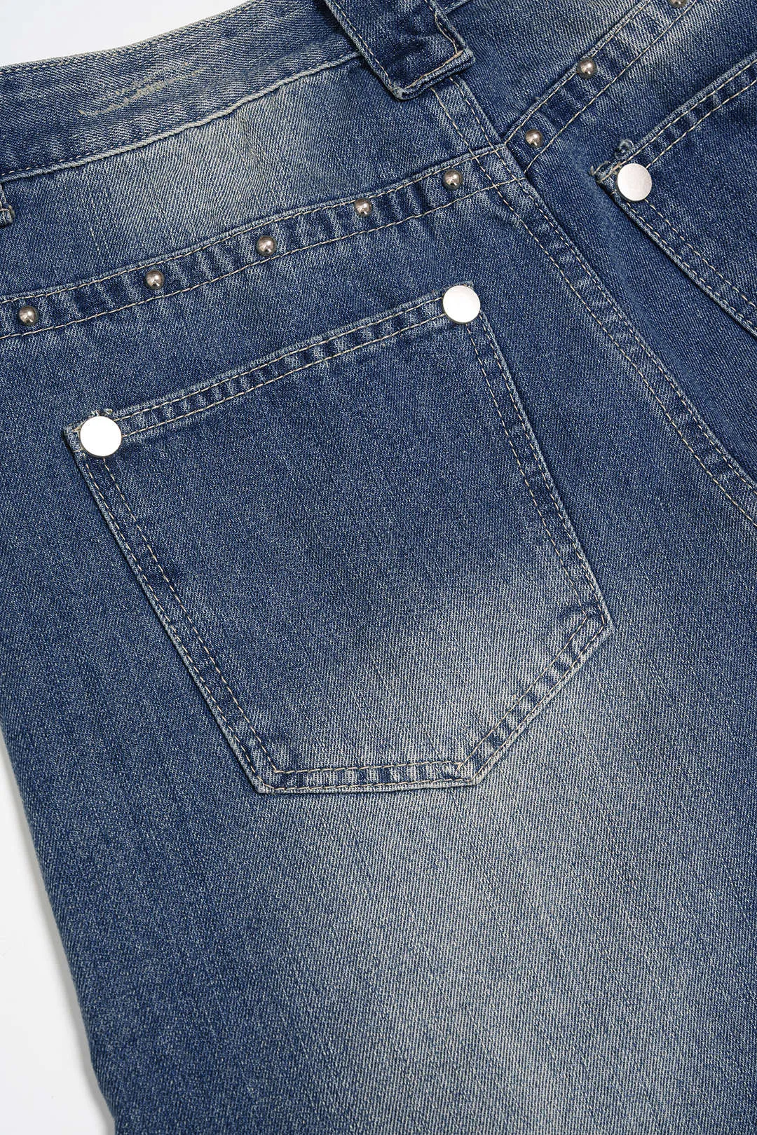 Denim Rivet Rhinestone Decor Straight Leg Jeans sold by Micas product image thumbnail 5