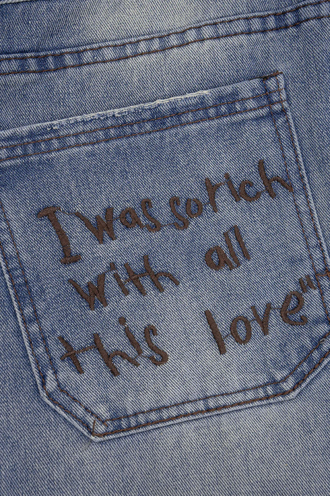 Denim Ripped Letter Seamdetail Straight Leg Jeans sold by Micas product image thumbnail 5