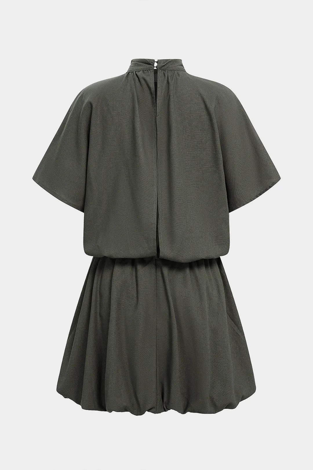 Mock Neck Ruched Short Sleeve Mini Dress sold by Micas product image thumbnail 2