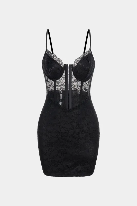 Lace Sheer Corset Sleeveless Midi Dress made by Micas